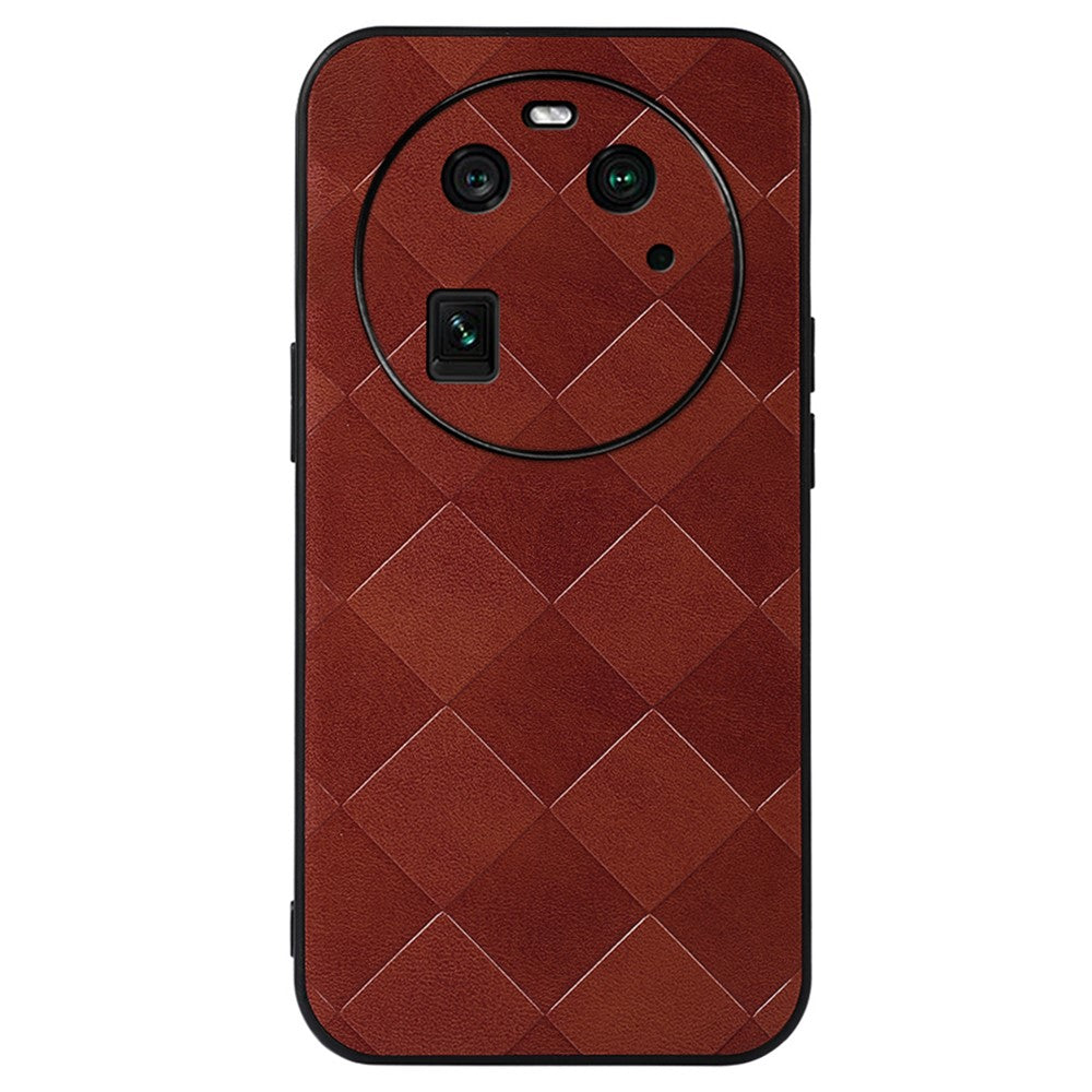 For Oppo Find X6 Grid Texture Phone Case PU Leather Coated PC+TPU Cover