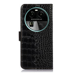 For Oppo Find X6 RFID Blocking Stand Wallet Crocodile Texture Genuine Cowhide Leather Phone Cover