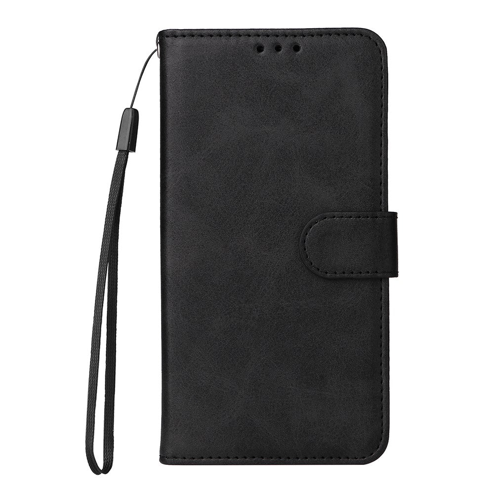 For Xiaomi Redmi Note 12 4G Calf Texture Leather Phone Case Stand Wallet Phone Cover with Strap