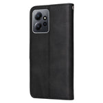 For Xiaomi Redmi Note 12 4G Calf Texture Leather Phone Case Stand Wallet Phone Cover with Strap