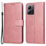 For Xiaomi Redmi Note 12 4G Calf Texture Leather Phone Case Stand Wallet Phone Cover with Strap