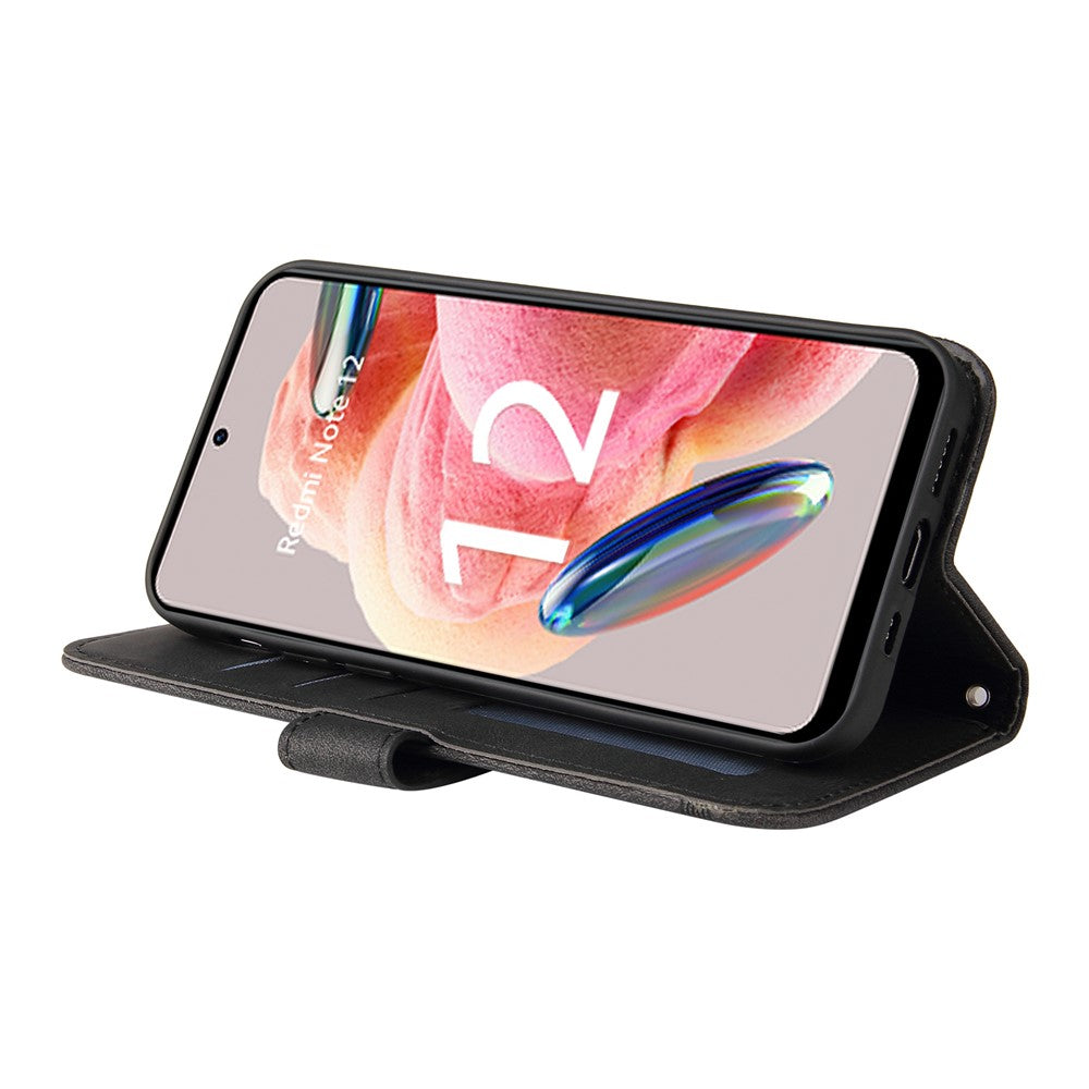 For Xiaomi Redmi Note 12 4G Leather Wallet Cases Skin Touch Phone Cover Stand with Strap