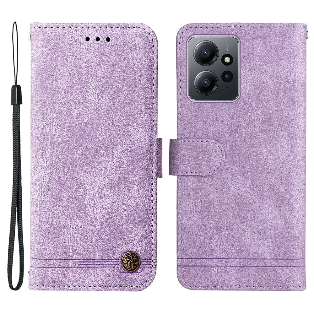 Xiaomi Redmi Note 12 4G Läderplånboksfodral Skin Touch mobilfodral Stativ med Rem