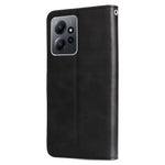 For Xiaomi Redmi Note 12 4G Zipper Pocket Leather Case Calf Texture Stand Wallet Phone Cover