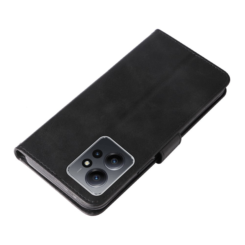 For Xiaomi Redmi Note 12 4G Zipper Pocket Leather Case Calf Texture Stand Wallet Phone Cover