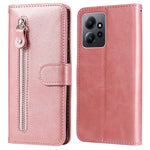 For Xiaomi Redmi Note 12 4G Zipper Pocket Leather Case Calf Texture Stand Wallet Phone Cover