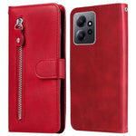 For Xiaomi Redmi Note 12 4G Zipper Pocket Leather Case Calf Texture Stand Wallet Phone Cover