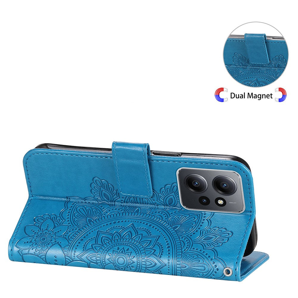 For Xiaomi Redmi Note 12 4G Case Floral Pattern PU Leather Wallet Stand Phone Cover