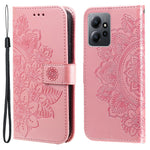 For Xiaomi Redmi Note 12 4G Case Floral Pattern PU Leather Wallet Stand Phone Cover