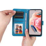 For Xiaomi Redmi Note 12 4G Phone Wallet Case PU Leather Sunflower Imprinted Stand Cover with Strap