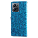 For Xiaomi Redmi Note 12 4G Phone Wallet Case PU Leather Sunflower Imprinted Stand Cover with Strap