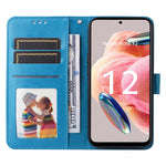 For Xiaomi Redmi Note 12 4G Phone Wallet Case PU Leather Sunflower Imprinted Stand Cover with Strap