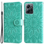 For Xiaomi Redmi Note 12 4G Phone Wallet Case PU Leather Sunflower Imprinted Stand Cover with Strap