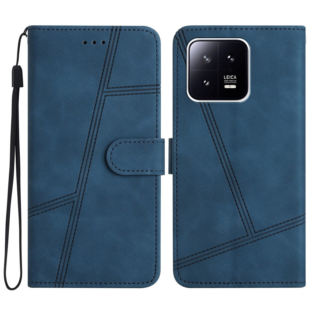 For Xiaomi 13 Pro 5G PU Leather Imprinted Line Phone Shell Wallet Skin-touch Protective Stand Cover