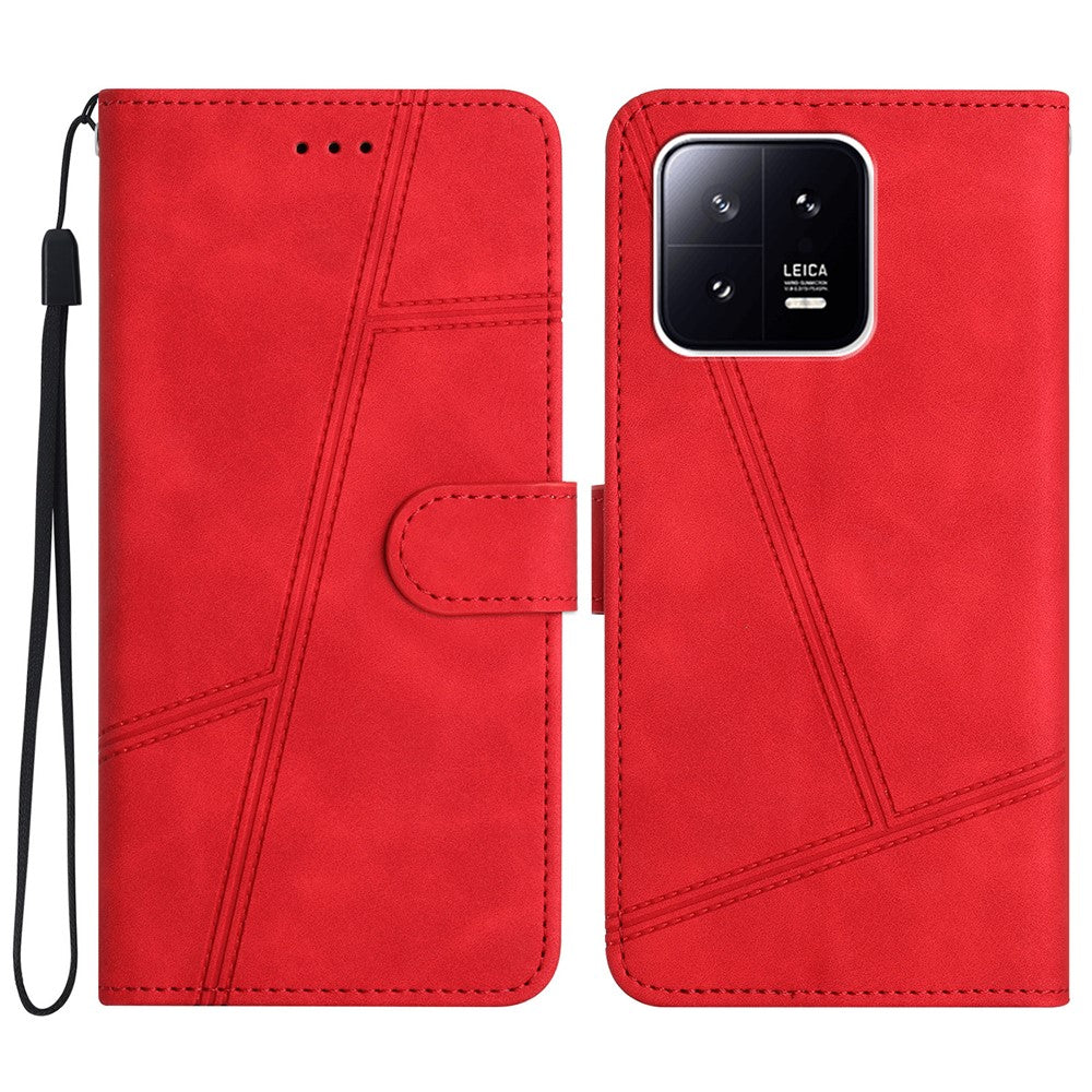 Xiaomi 13 Pro 5G PU-läder med tryckt linjemobilskal plånbok med hudkontakt skyddande stativfodral