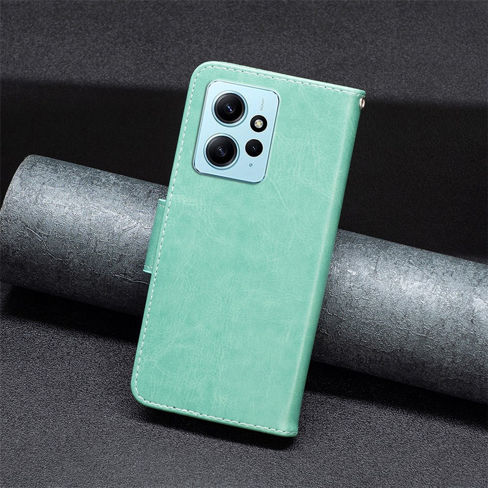 Wallet Stand Case for Xiaomi Redmi Note 12 4G Butterfly Imprinted Leather Phone Cover with Strap