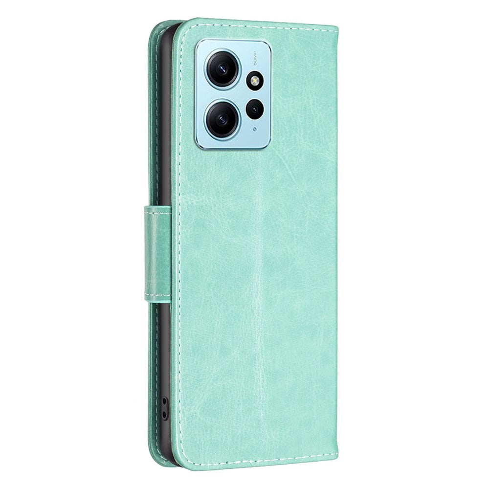 Plånboksfodral för Xiaomi Redmi Note 12 4G med fjärilstryck i läder och rem