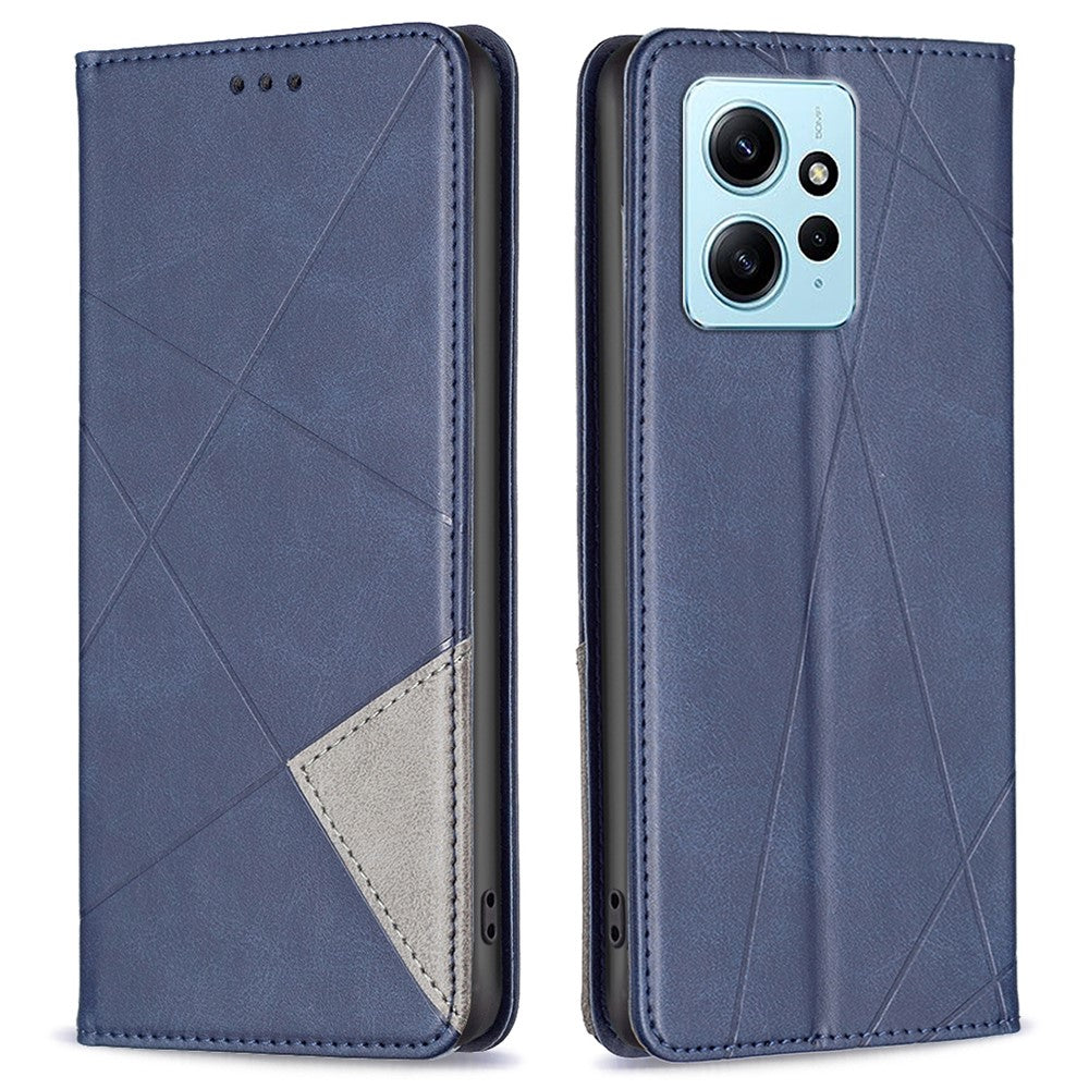 mobilskal för Xiaomi Redmi Note 12 4G PU-läderkorthållare med skarvningsmönster, stativfodral