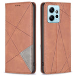 mobilskal för Xiaomi Redmi Note 12 4G PU-läderkorthållare med skarvningsmönster, stativfodral
