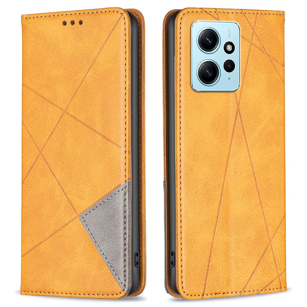 mobilskal för Xiaomi Redmi Note 12 4G PU-läderkorthållare med skarvningsmönster, stativfodral
