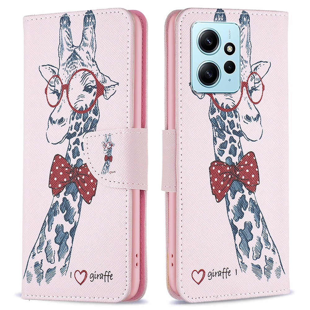 Xiaomi Redmi Note 12 4G Anti-fall Mönster Tryck mobilskal PU Läder Plånboksfodral