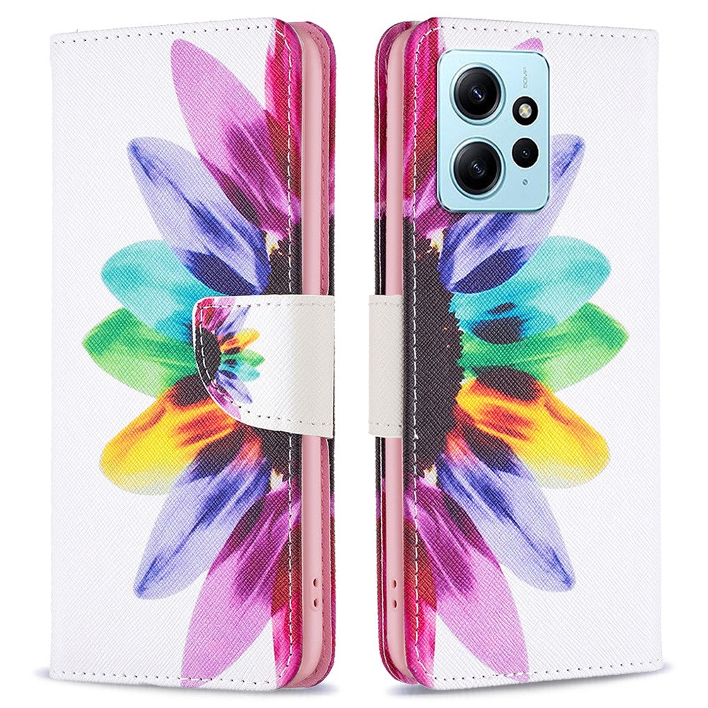 Xiaomi Redmi Note 12 4G Anti-fall Mönster Tryck mobilskal PU Läder Plånboksfodral