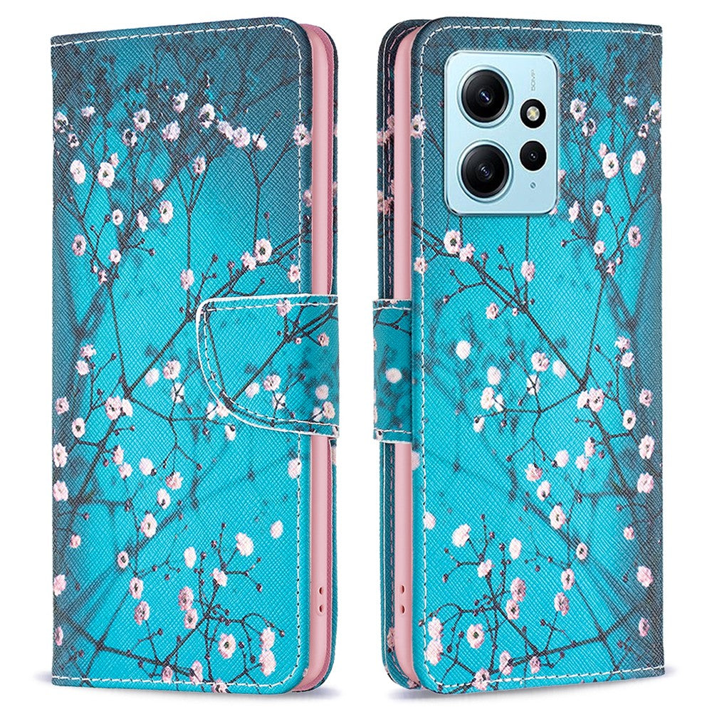 Xiaomi Redmi Note 12 4G Anti-fall Mönster Tryck mobilskal PU Läder Plånboksfodral