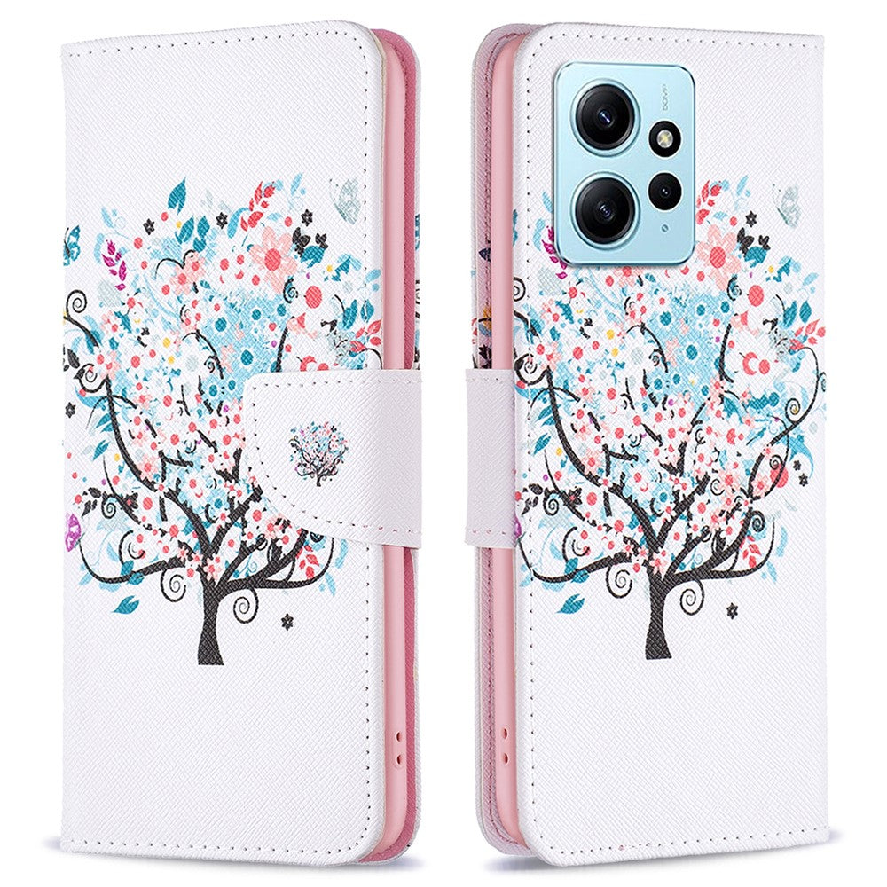 Xiaomi Redmi Note 12 4G Anti-fall Mönster Tryck mobilskal PU Läder Plånboksfodral