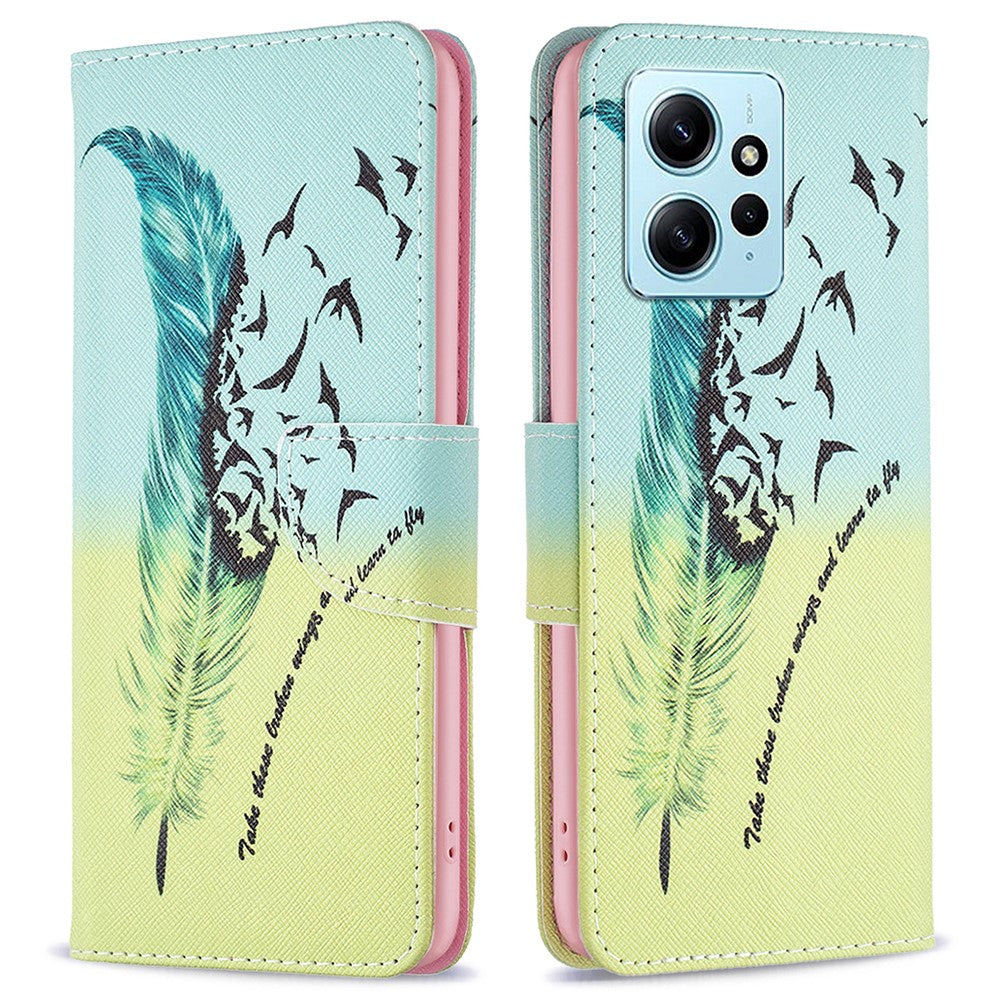 Xiaomi Redmi Note 12 4G Anti-fall Mönster Tryck mobilskal PU Läder Plånboksfodral