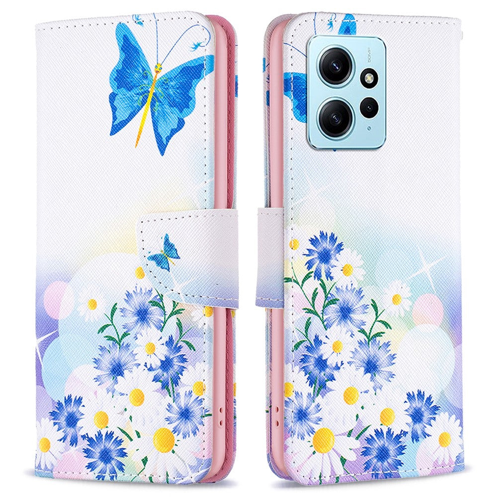 Xiaomi Redmi Note 12 4G Anti-fall Mönster Tryck mobilskal PU Läder Plånboksfodral