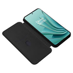 Til OnePlus Nord 3 5G / Ace 2V kulfibertekstur læder stander telefonetui kortholder telefoncover