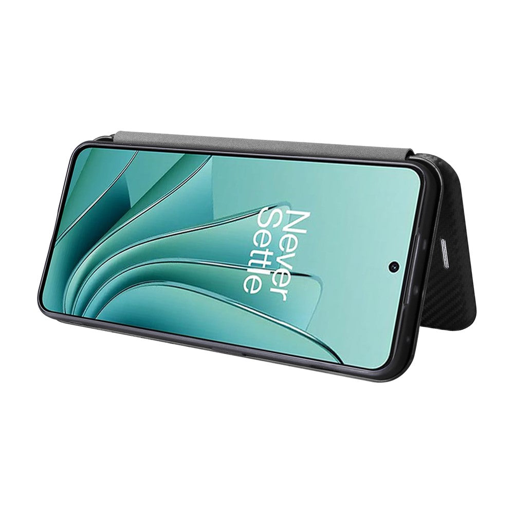 Til OnePlus Nord 3 5G / Ace 2V kulfibertekstur læder stander telefonetui kortholder telefoncover