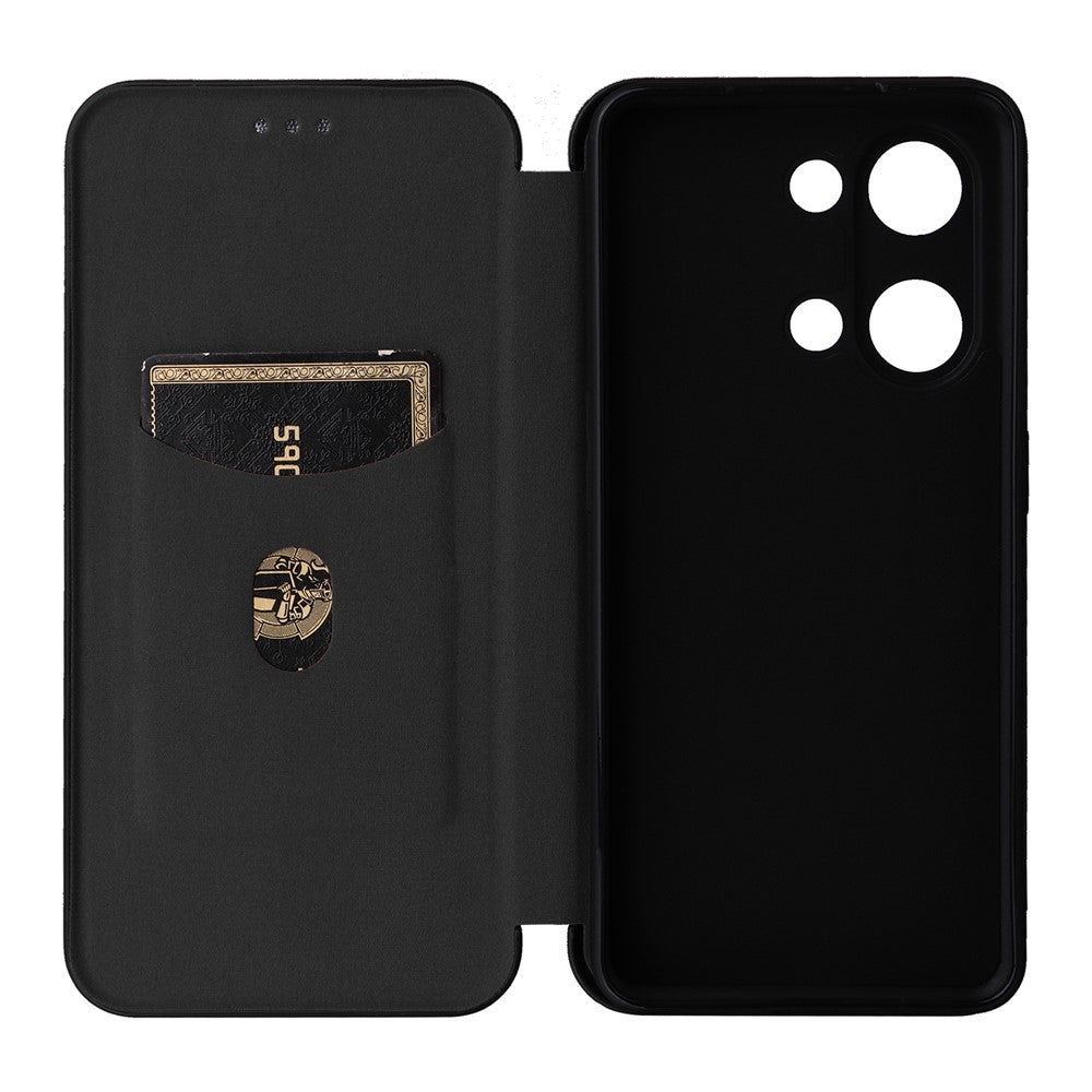 Til OnePlus Nord 3 5G / Ace 2V kulfibertekstur læder stander telefonetui kortholder telefoncover