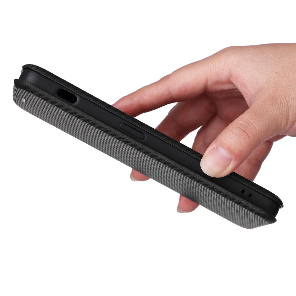 Til OnePlus Nord 3 5G / Ace 2V kulfibertekstur læder stander telefonetui kortholder telefoncover