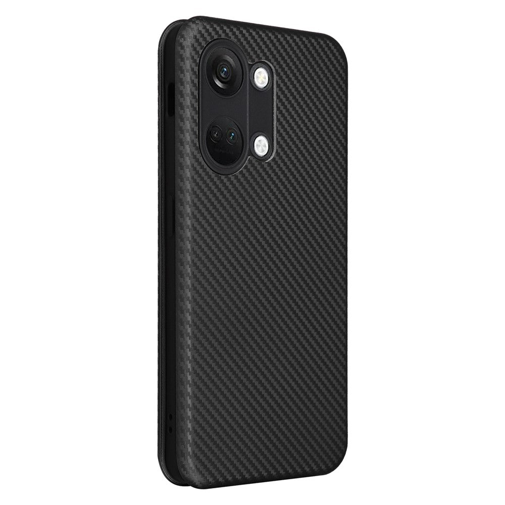 Til OnePlus Nord 3 5G / Ace 2V kulfibertekstur læder stander telefonetui kortholder telefoncover