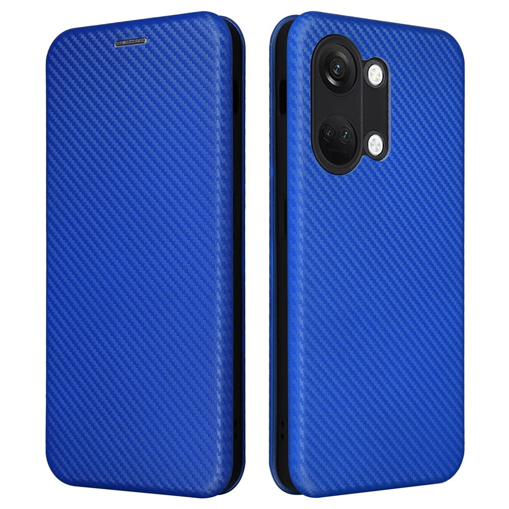 Til OnePlus Nord 3 5G / Ace 2V kulfibertekstur læder stander telefonetui kortholder telefoncover