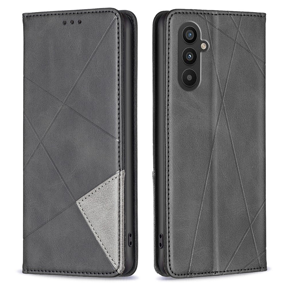 For Samsung Galaxy A24 4G (162.1 x 77.6 x 8.3mm) PU Leather Card Holder Phone Shell Splicing Imprinting Pattern Phone Stand Cover