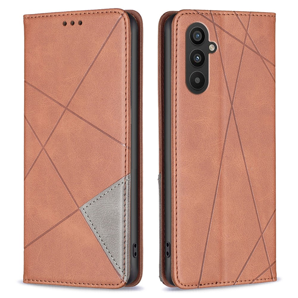 For Samsung Galaxy A24 4G (162.1 x 77.6 x 8.3mm) PU Leather Card Holder Phone Shell Splicing Imprinting Pattern Phone Stand Cover