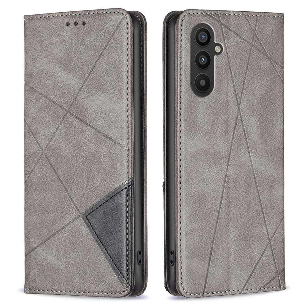 For Samsung Galaxy A24 4G (162.1 x 77.6 x 8.3mm) PU Leather Card Holder Phone Shell Splicing Imprinting Pattern Phone Stand Cover