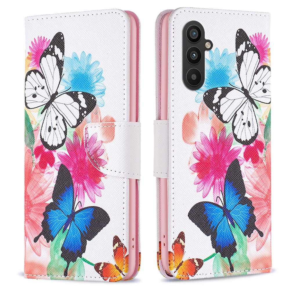For Samsung Galaxy A24 4G (162.1 x 77.6 x 8.3mm) Pattern Printing Anti-drop Phone Case PU Leather Wallet Stand Cover