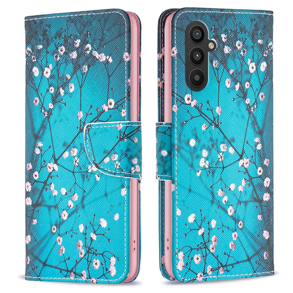For Samsung Galaxy A24 4G (162.1 x 77.6 x 8.3mm) Pattern Printing Anti-drop Phone Case PU Leather Wallet Stand Cover