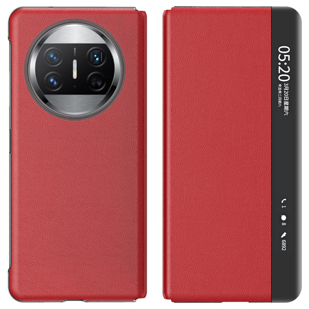 For Huawei Mate X3 5G Magnetic Auto-absorbed View Window PU Leather+PC Phone Case Stand Cover (without Pen Slot)