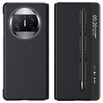 Stand Cover for Huawei Mate X3 5G View Window Litchi Texture PU Leather Case (with Pen Slot)