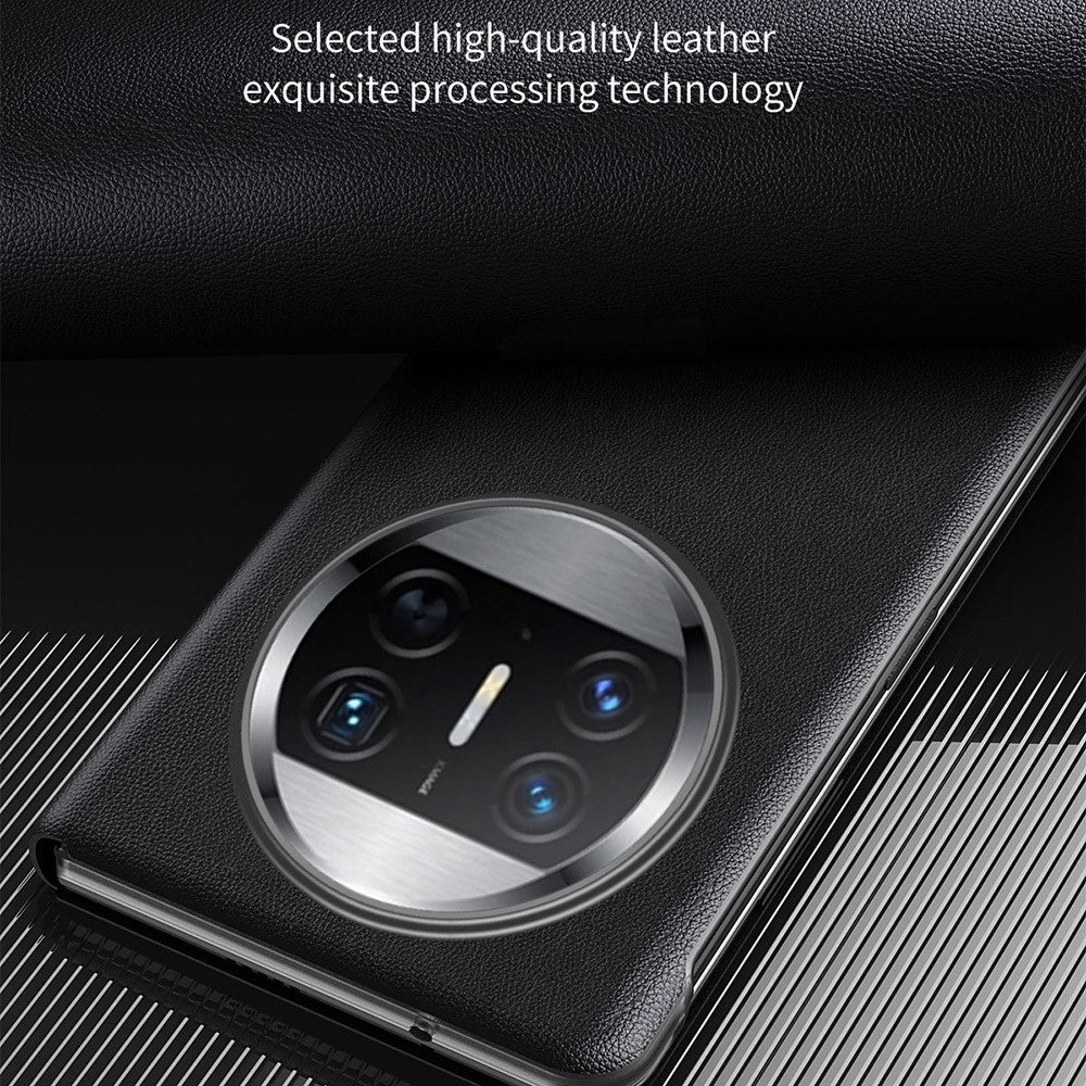 Stand Cover for Huawei Mate X3 5G View Window Litchi Texture PU Leather Case (with Pen Slot)