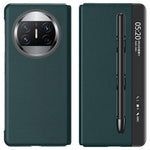Stand Cover for Huawei Mate X3 5G View Window Litchi Texture PU Leather Case (with Pen Slot)