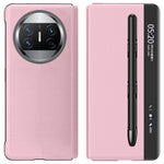 Stand Cover for Huawei Mate X3 5G View Window Litchi Texture PU Leather Case (with Pen Slot)