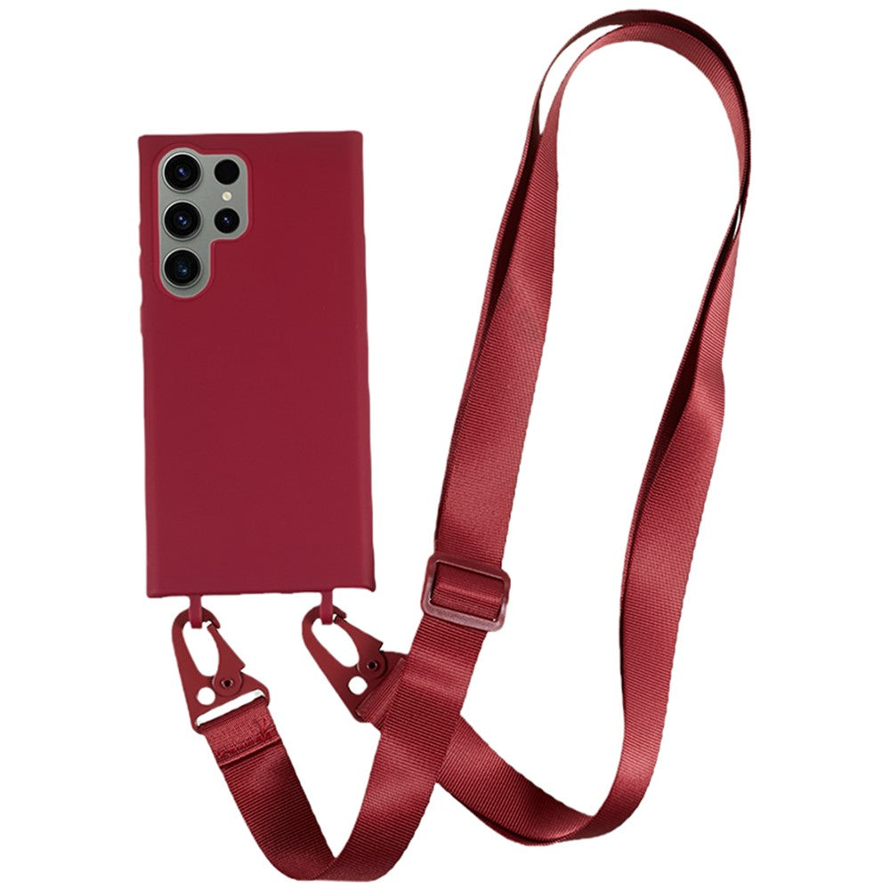 TPU Case for Samsung Galaxy S23 Ultra Matte Finish Phone Protector Cover with Wide Lanyard