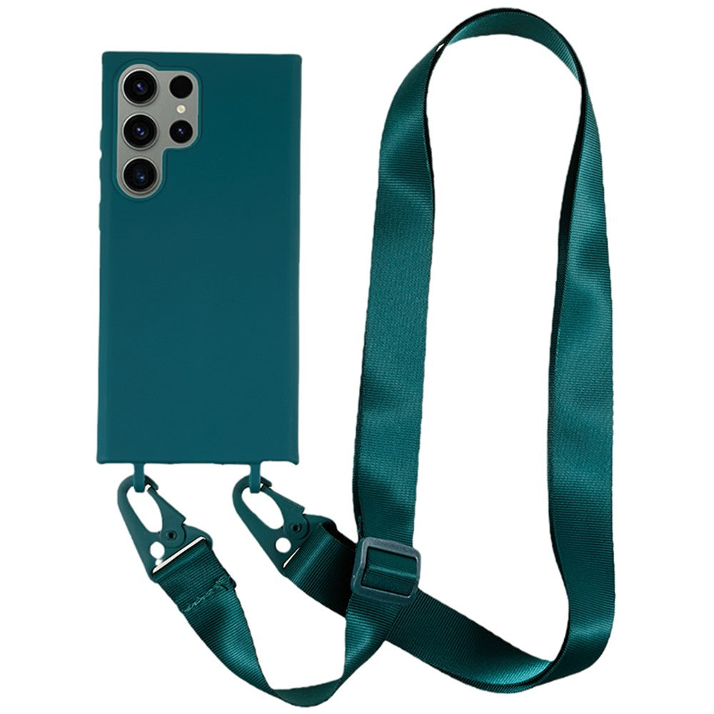 TPU Case for Samsung Galaxy S23 Ultra Matte Finish Phone Protector Cover with Wide Lanyard