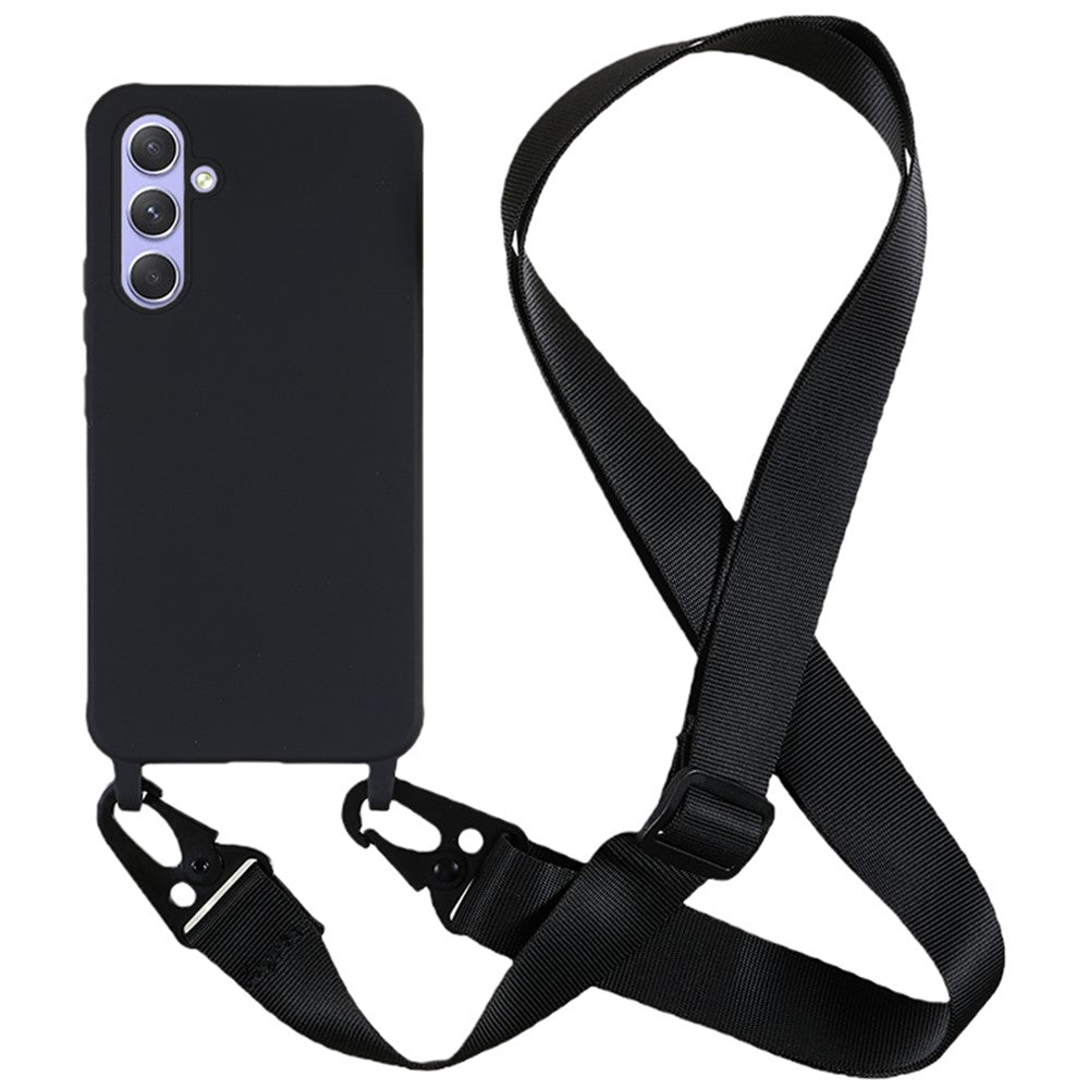 For Samsung Galaxy A54 5G Soft TPU Case Matte Finish Phone Protector with Wide Lanyard