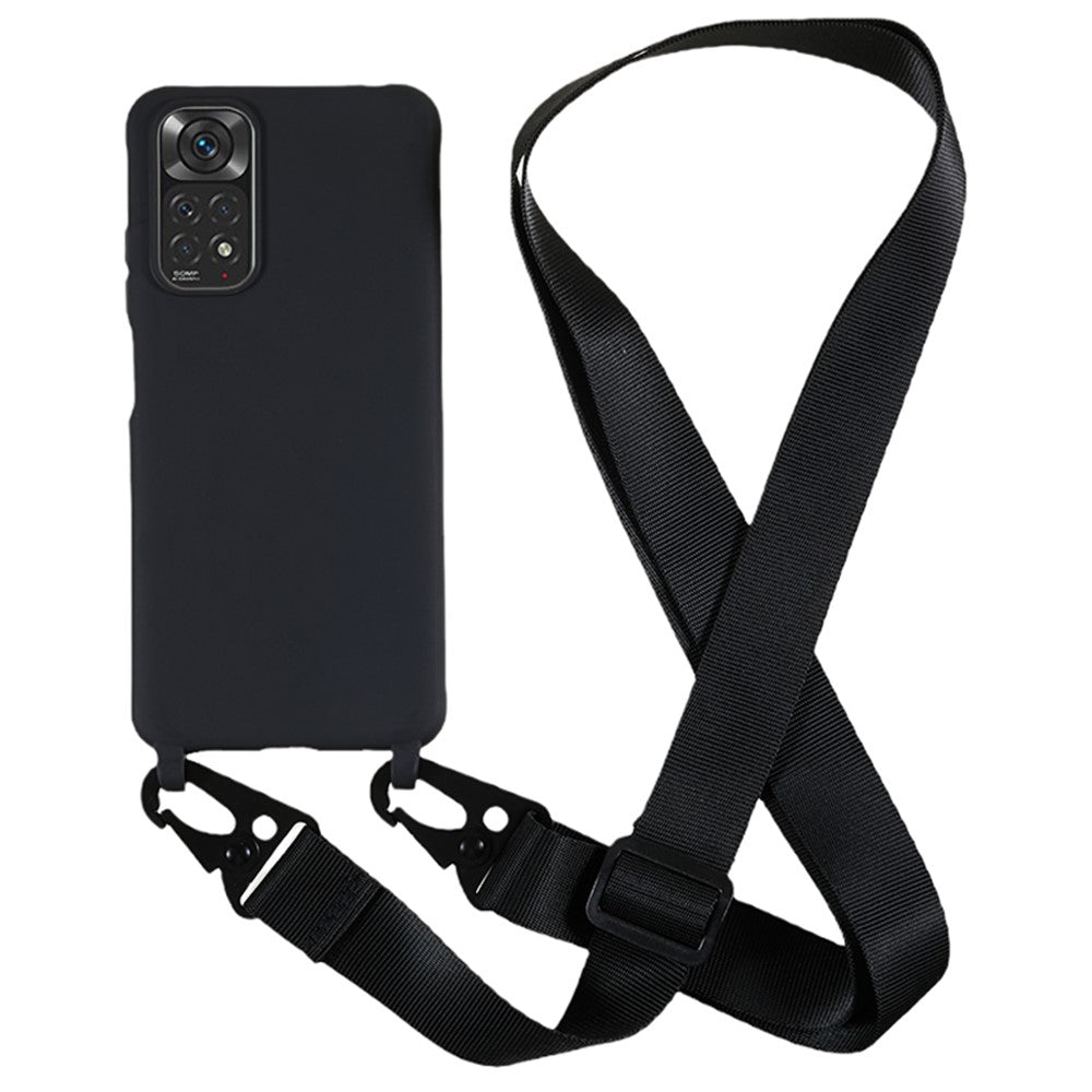 For Xiaomi Redmi Note 11 4G (Qualcomm) / Note 11S 4G Soft TPU Phone Case Matte Finish Anti-drop Cover with Wide Lanyard